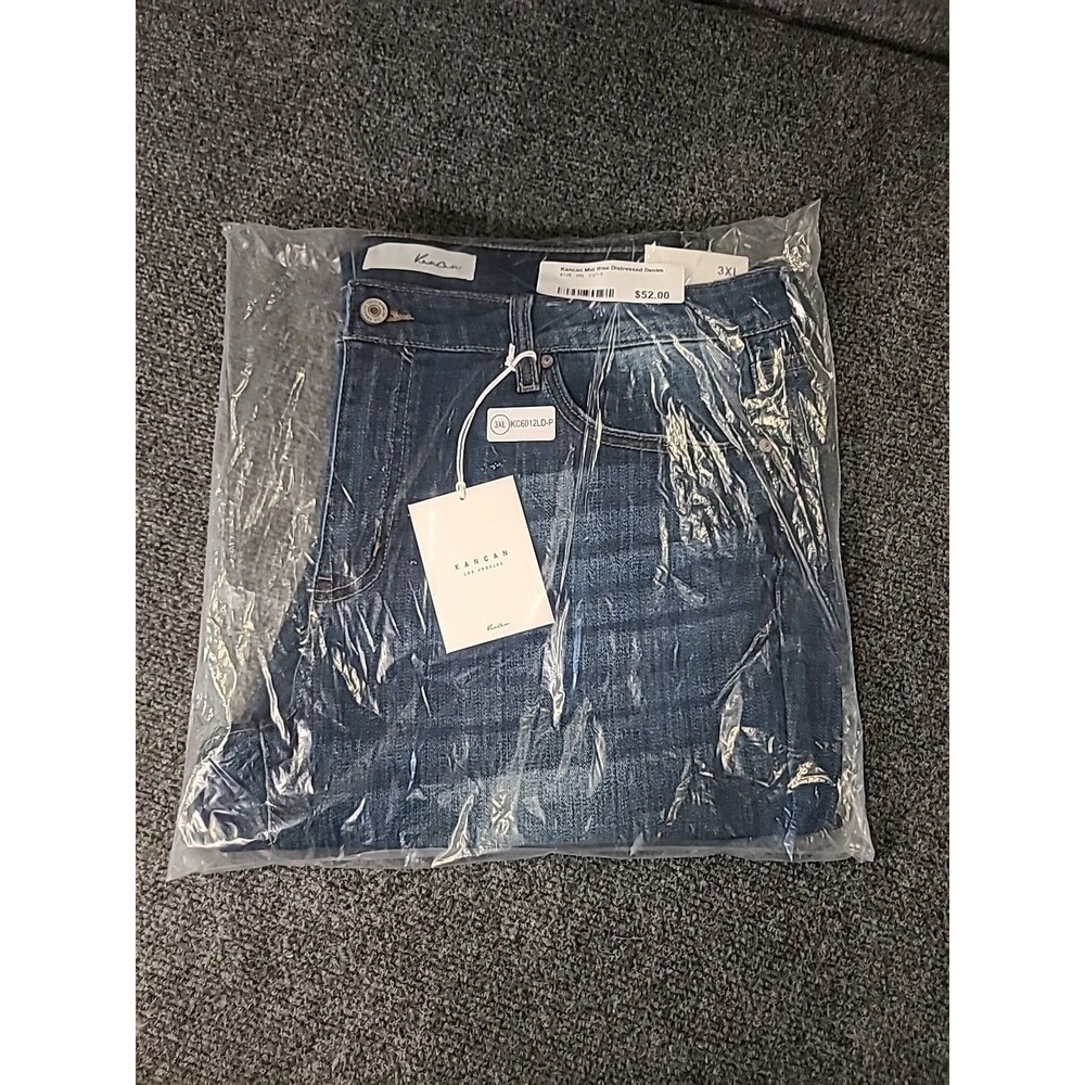 NWT KanCan  Blue Denim Jeans Distressed Mid Rise Women 3XL